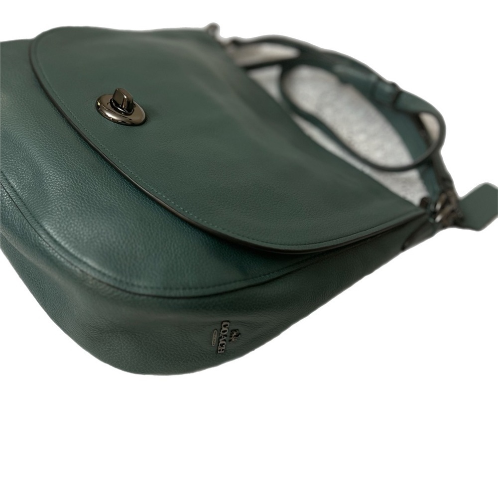 COACH Turnlock Hobo Shoulder Bag green Leather Large 24771 - Picture 7 of 13